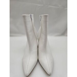 Woman White Ankle Pointed Toe Booties Size 42 US women's size 10 or 10.5
